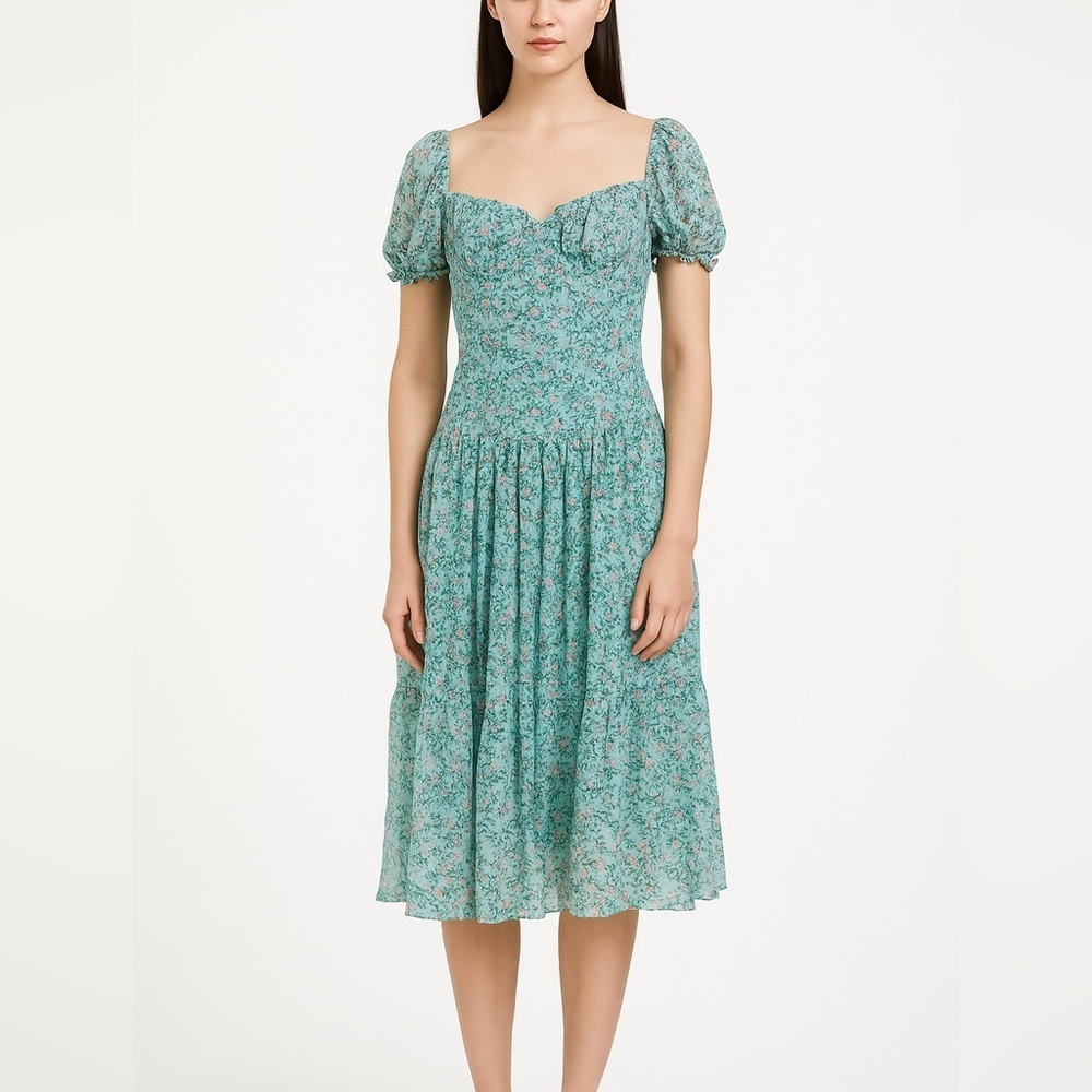 ASTR The label blue floral midi dress